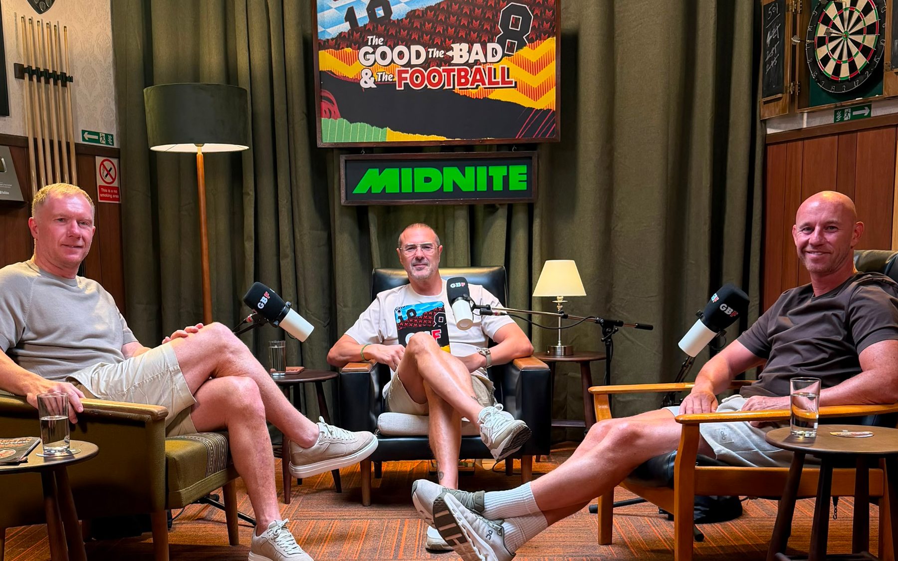 Podcast recording with Paul Scholes and Nicky Butt